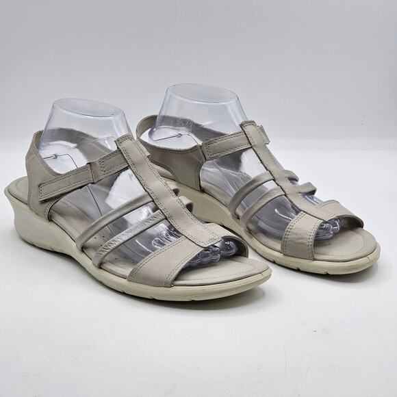 ECCO Felicia Ankle Strappy Sandal Gravel Leather Size 42 (11-11.5M US) - Picture 4 of 8